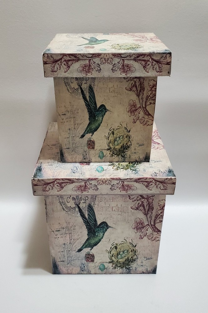 Hummingbird Storage Boxes, 2 Sizes, Set Of 2, Nesting, Sturdy Composite