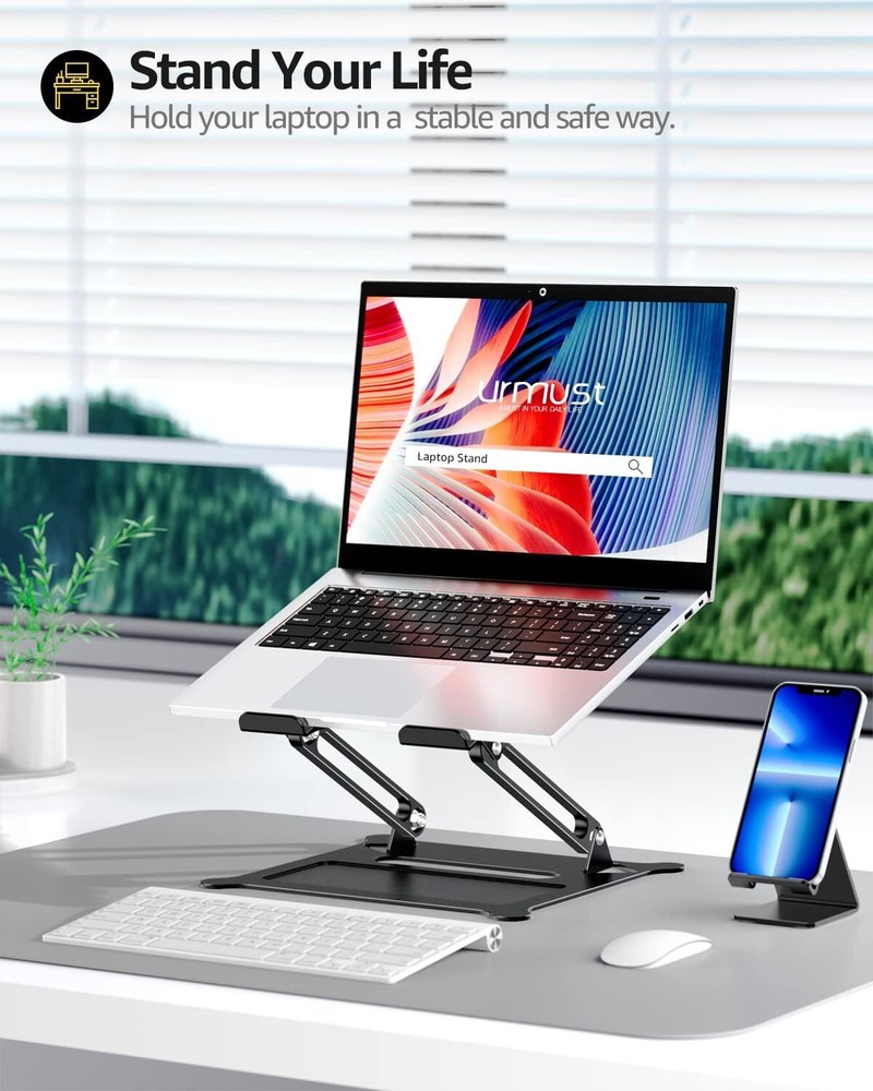 Urmust Laptop Notebook Stand Holder Adjustable Portable A-Black
