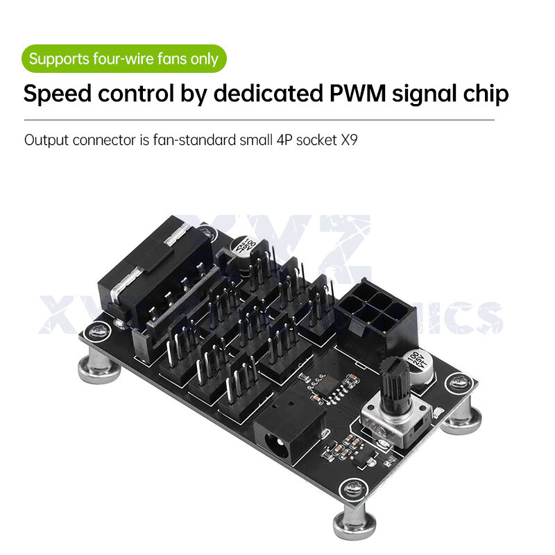 Computer Chassis PWM Violent Fan Speed Controller 9-Channel Fan Hub Controller