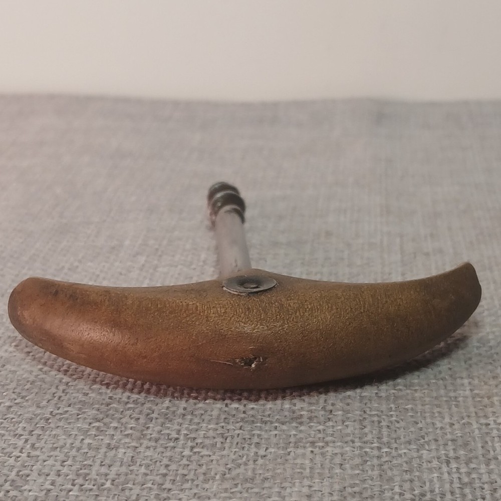 Vintage Antique Corkscrew. Crescent Shaped Wooden Handle