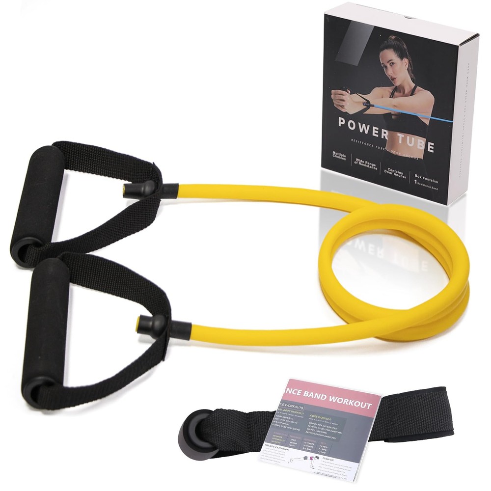 Single Resistance Bands with Handles for Working Extra light-yellow-10 lbs