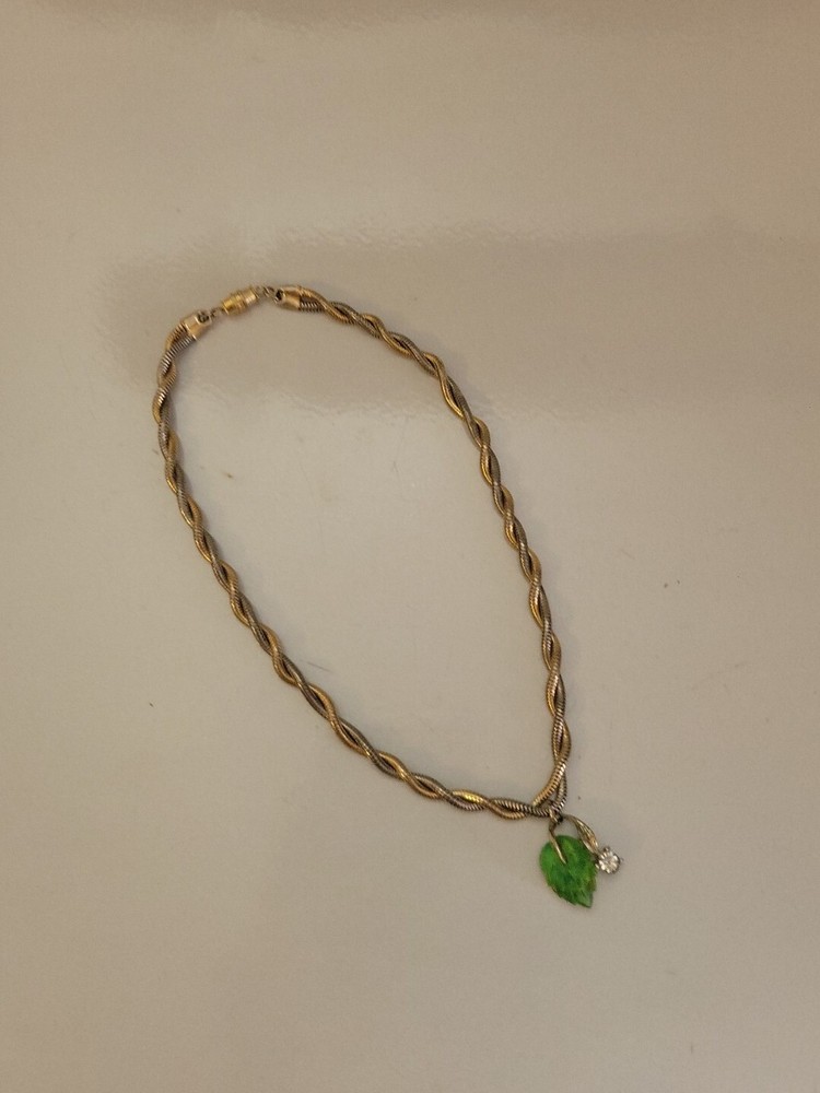 Vintage Lucite Leaf 2 Tone Twisted Necklace