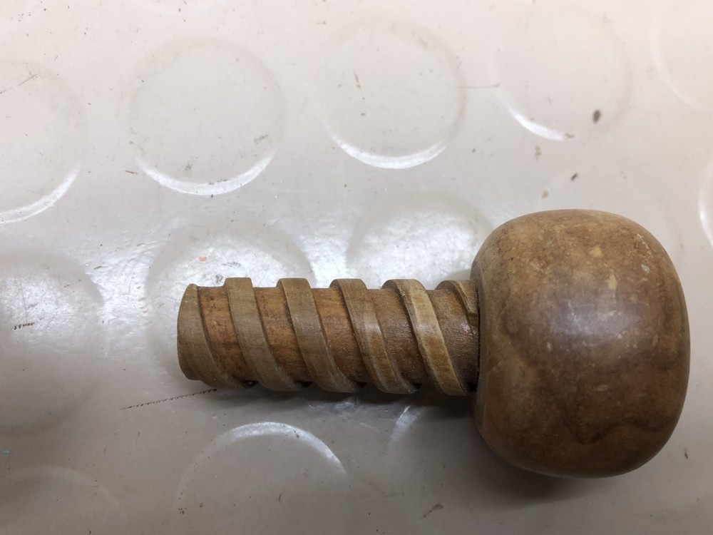 Vintage Mid Century Brown SOLID WOOD Twist Screw Nutcracker Tool