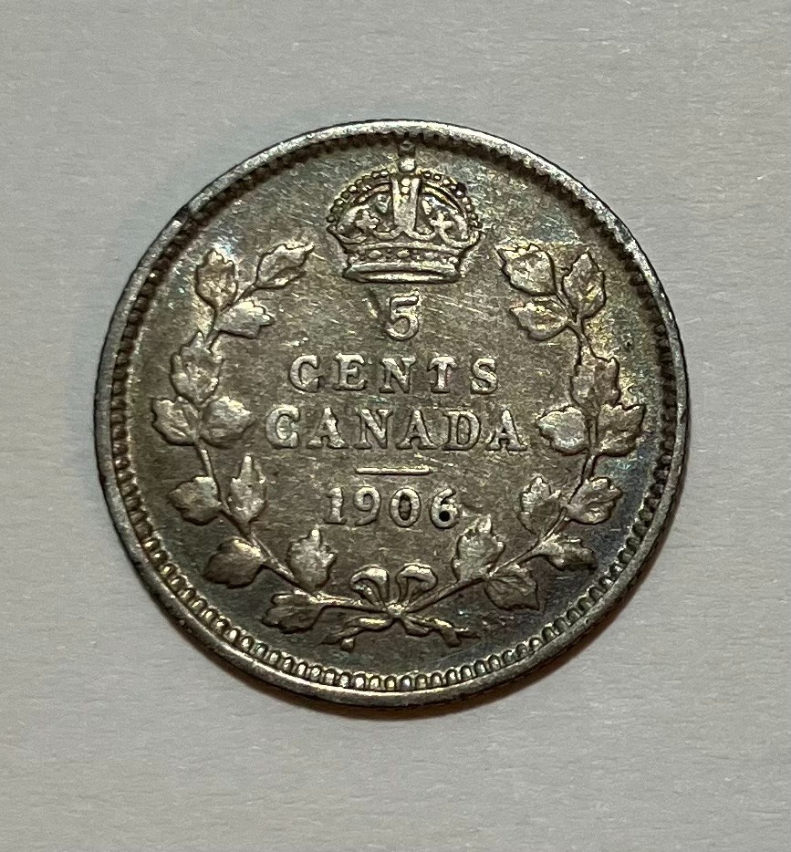 1906 Canada Silver 5 Cents