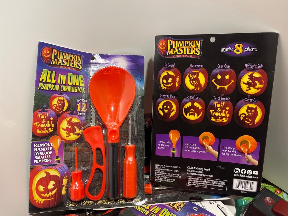 Pumpkin Masters Pumpkin Carving Kit includes 5 tools and 14 patterns