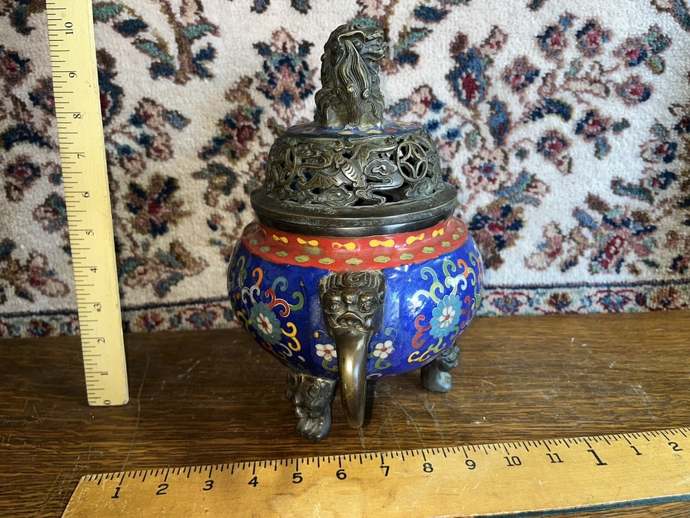 Large Chinese Bronze Base Cloissone Censer