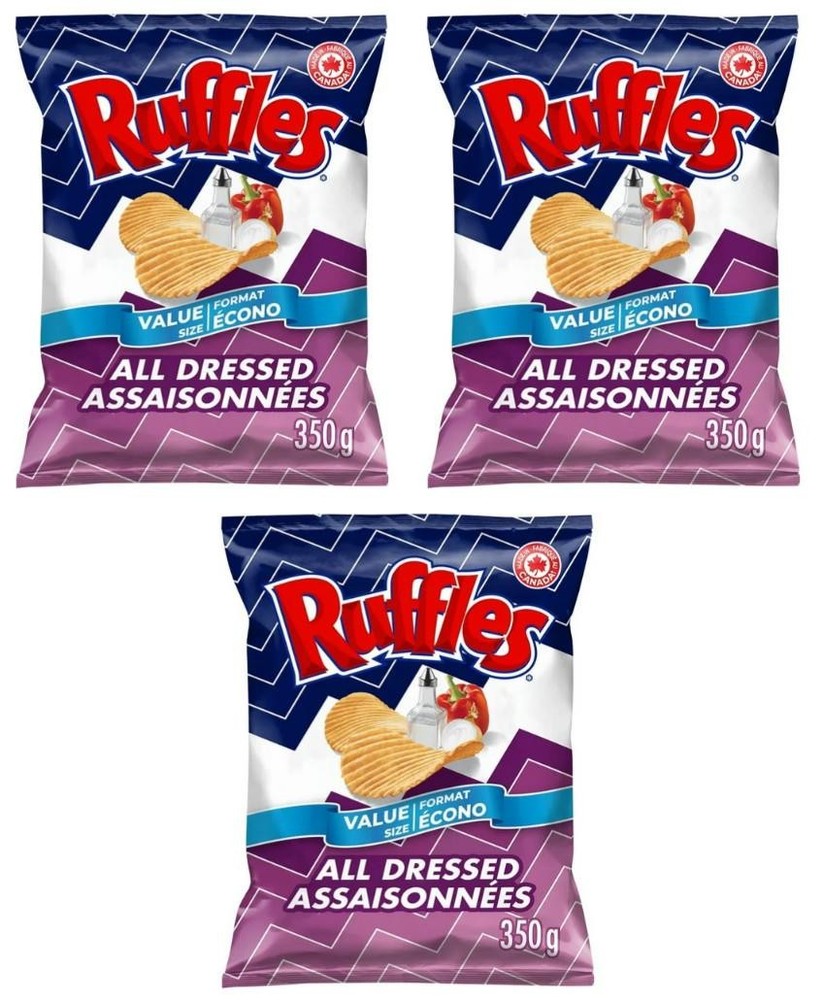 Ruffles All Dressed Flavored Potato Chips, 380g (3 Pack)