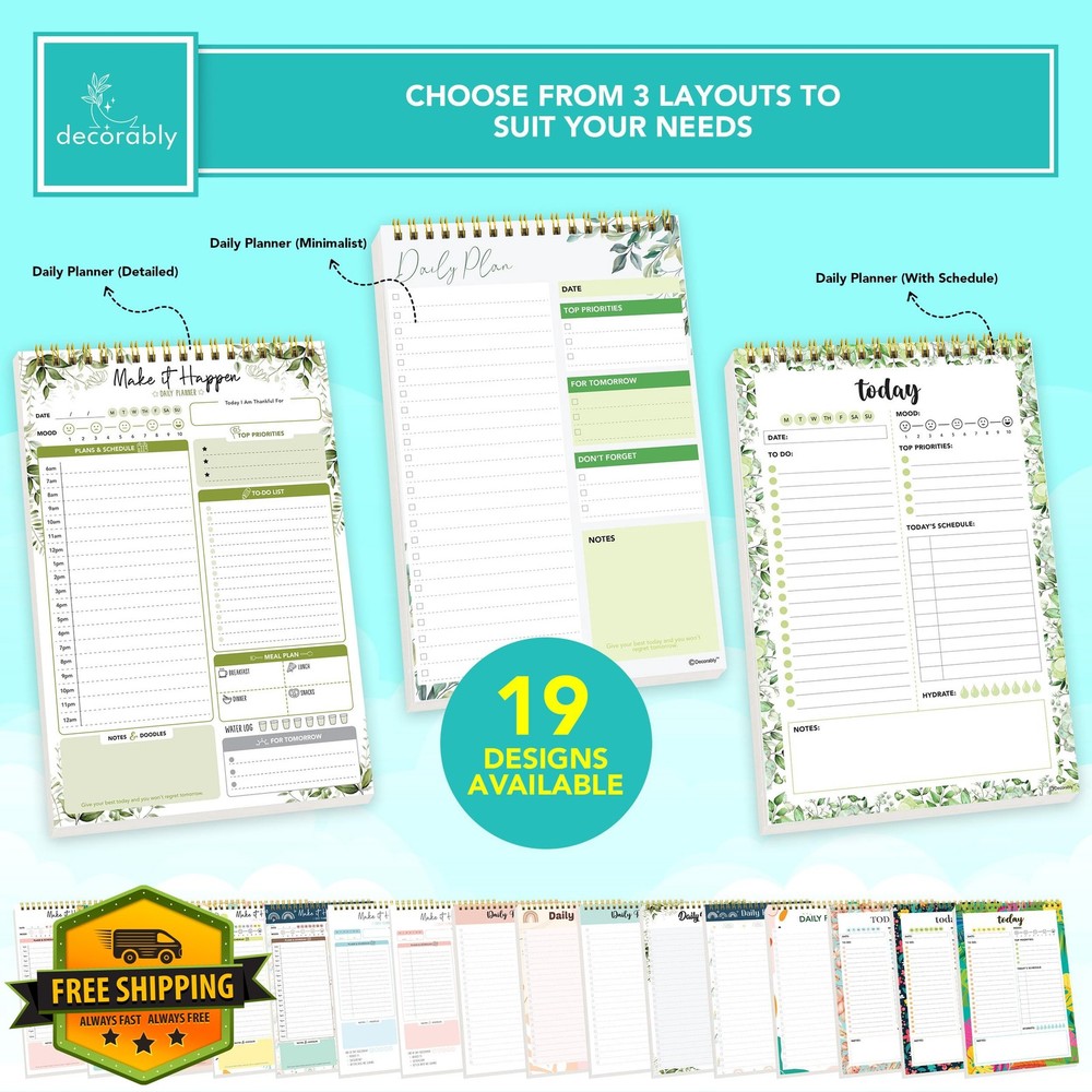 Decorably 52 Sheet Forest Green Undated Daily Schedule Notepad