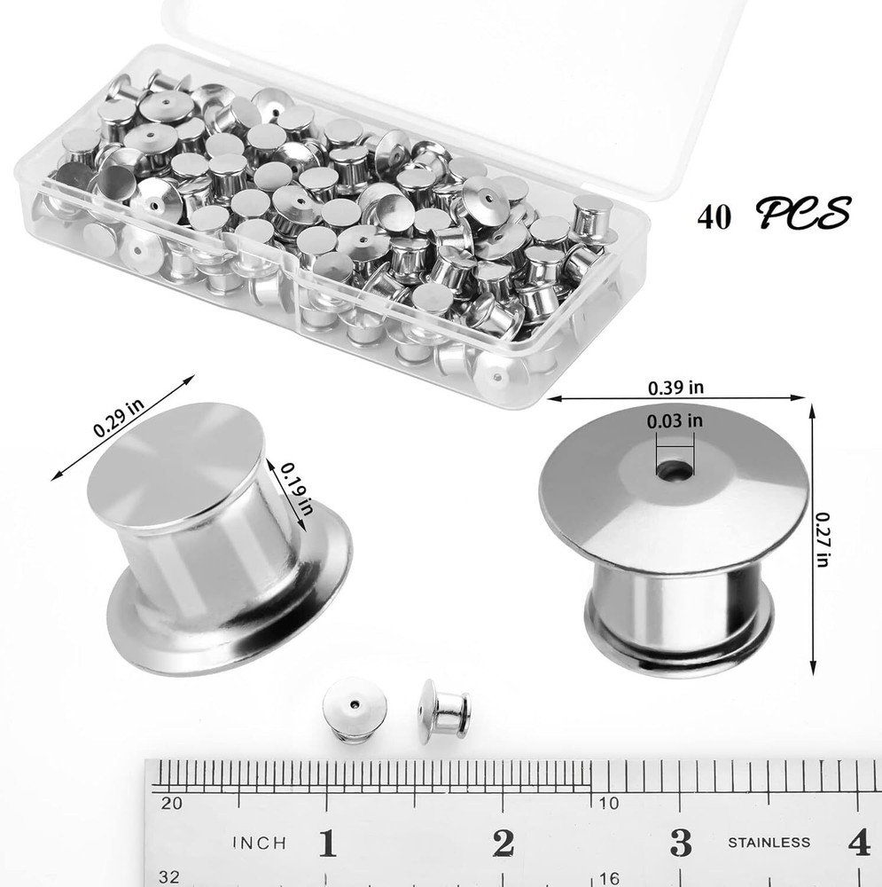 Locking Pin Backs, 40 Pcs Locking Pin Keepers Clasp with Storage Case, Sturdy...