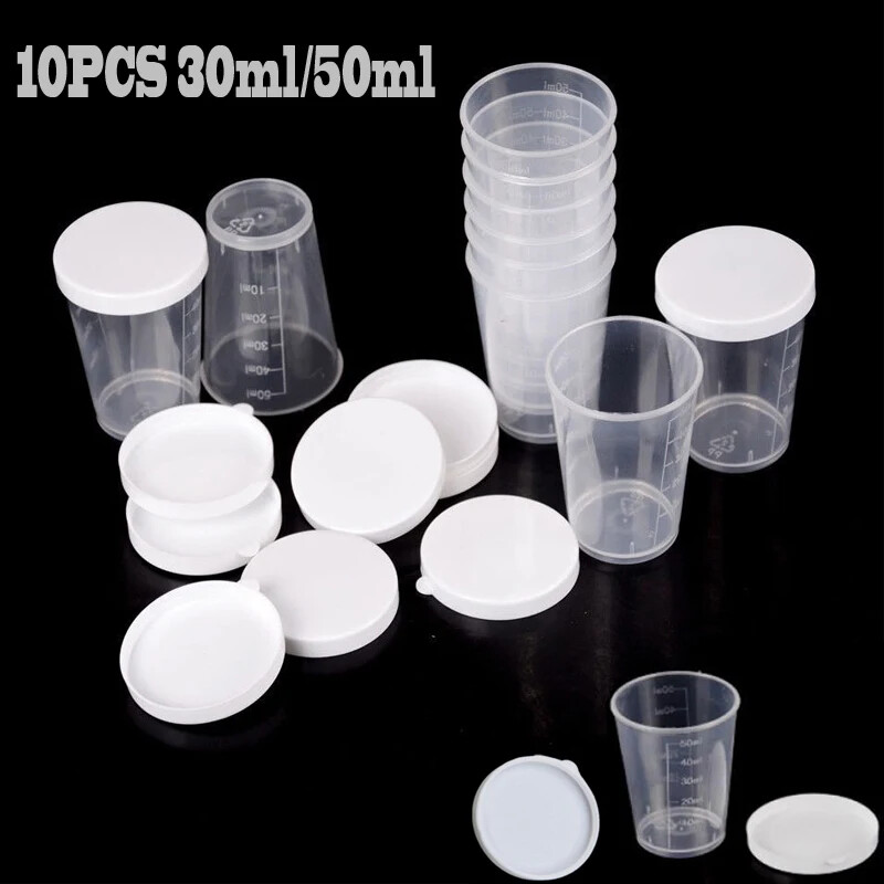 Multi-Purpose Measuring Cup Set: Clear Scaled Plastic, Chemistry Lab or Kitchen