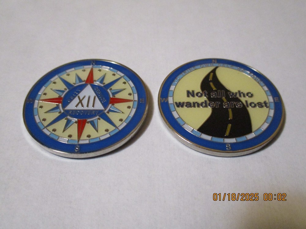 Alcoholics Anonymous Coin Chip 1 Year Gold / Silver BB Bi-plate