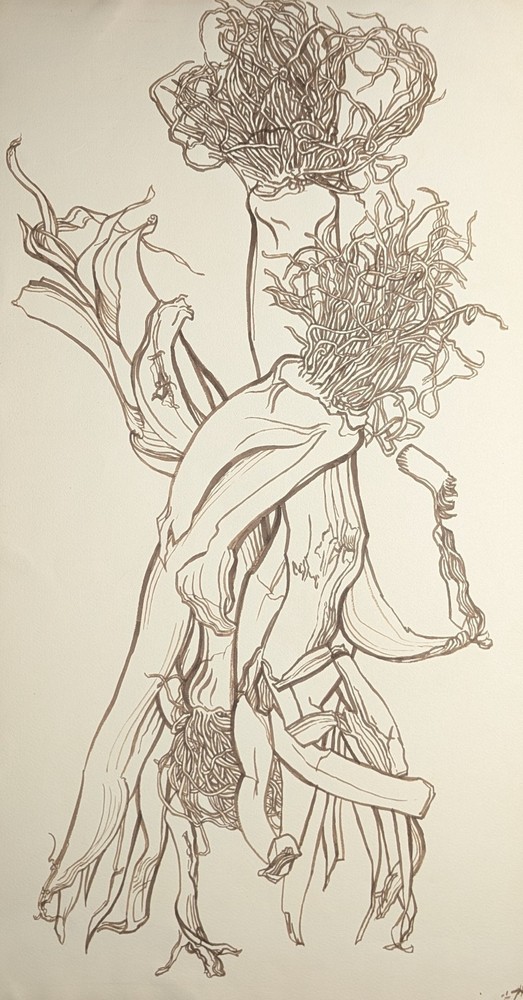 Fritz Kreidt, tree composition, drawing, unsigned