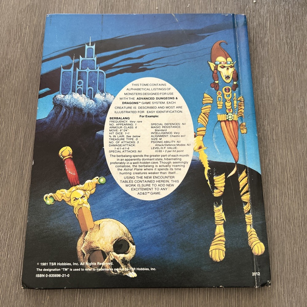 Nice Advanced Dungeons & Dragons Fiend Folio Monster TSR 1981 1st edition