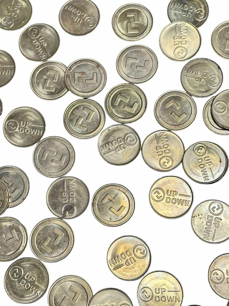 Up/Down Brass Arcade Tokens, 85 Count, 24mm
