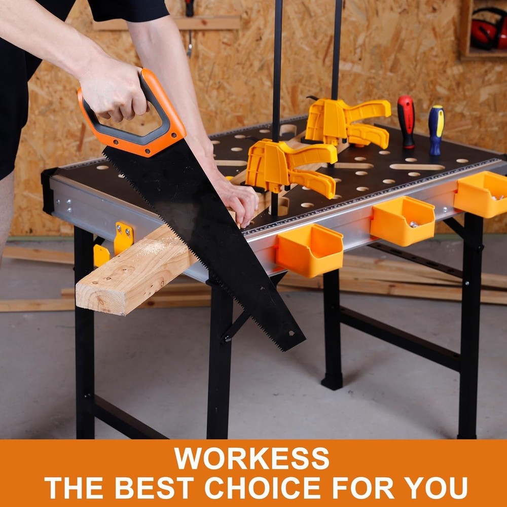 Portable Workbench 1000lb Heavy Duty Folding Work Table 2 Clamps