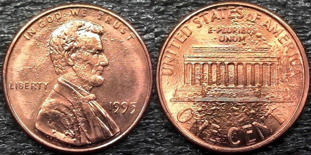 1995-P Lincoln Memorial Cent - Blistered Copper Layer Error Coin (e5160)
