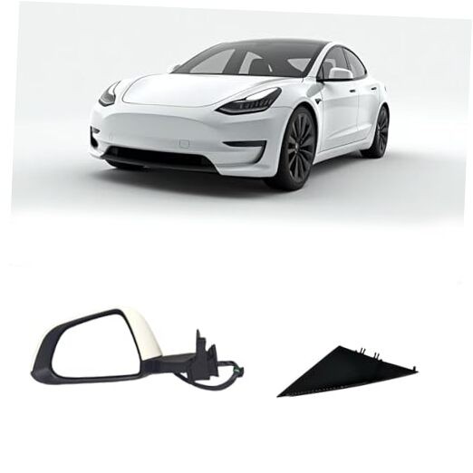 Tesla Model 3 Driver Side View Mirror Assembly Compatible with White With Left