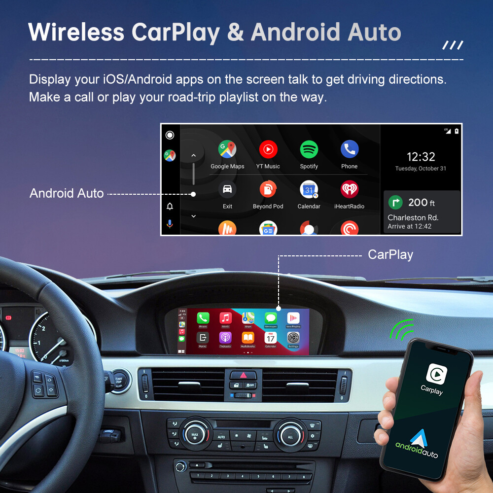 Wireless CarPlay Android Auto Decoder Kit For BMW 5 Series E60 E61 2008-2010 CIC