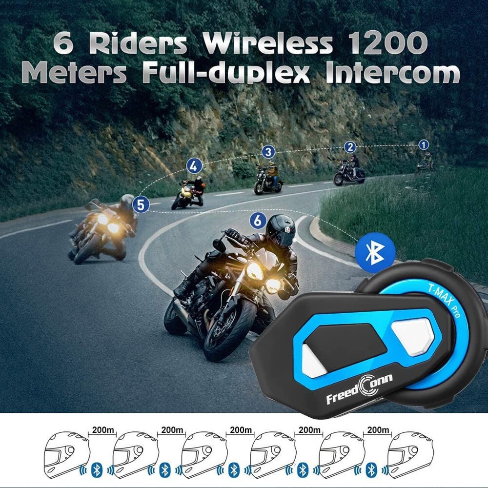Helmet Bluetooth Intercom Headset Communication Systems Kit Group Intercoms FM