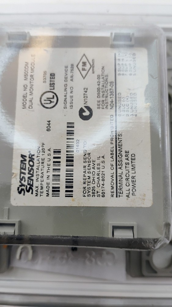"System Sensor M500DM Intelligent Dual Input Monitor – Pulled, Untested, As-Is"