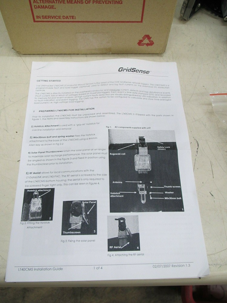 Gridsense LT40CMS Line Tracker Distribution Load Logger & Fault Recorder New