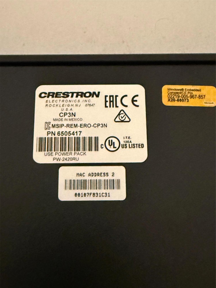 Crestron CP3N 3 Series Controller Host System Rack Mountable MSIP-REM-ERO-CP3N