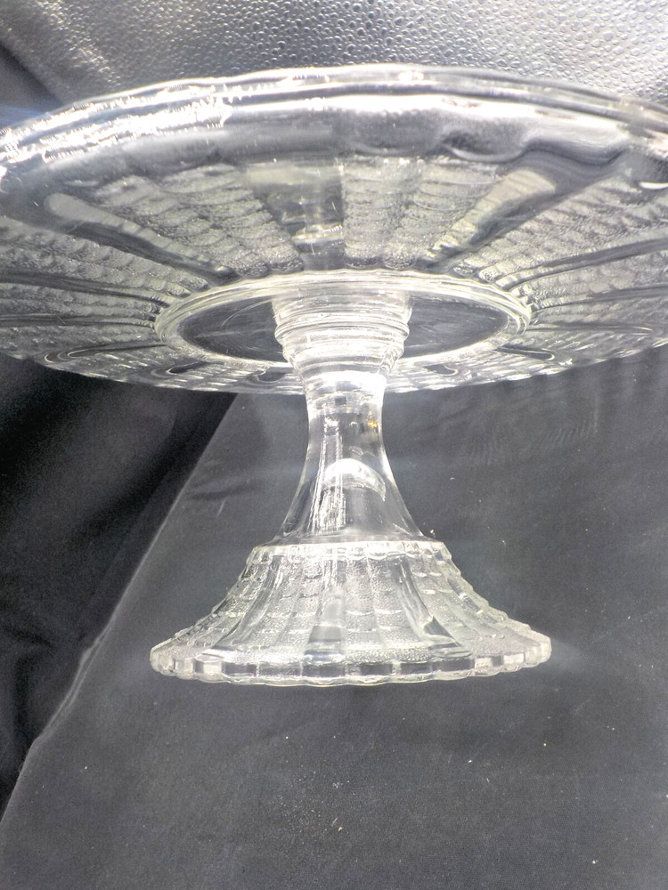 1900'S Antique American Pressed Pattern Glass Footed Cake Plate EAPG