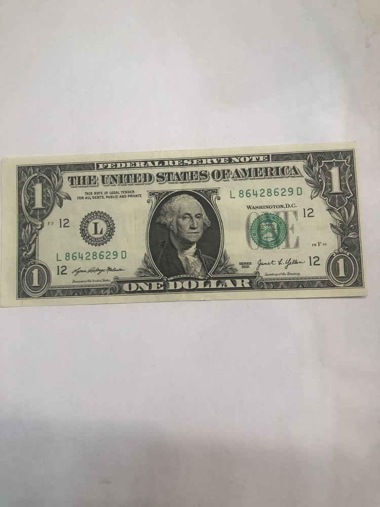 Offset Print Error 2021 Miscut $1 Dollar Circulated Bill