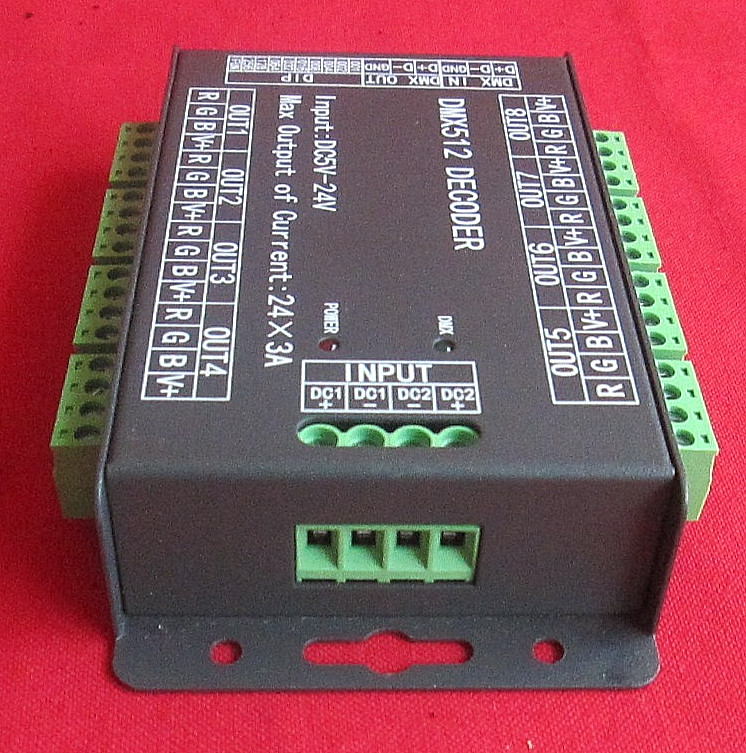 New High Power 24 Channel RGB 3A/CH DMX512 Controller Led Decoder Dimmer