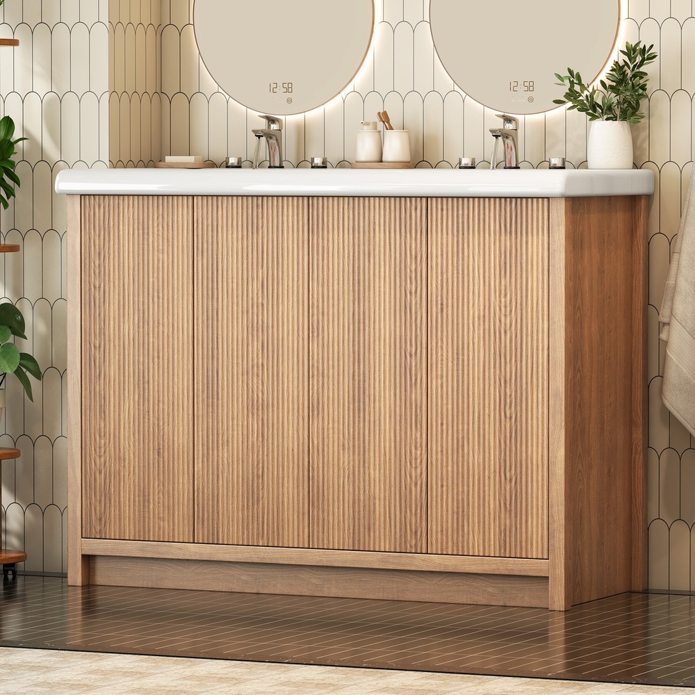 Modern Freestanding Bathroom Vanity with Undermount Ceramic Sink and Cabinets