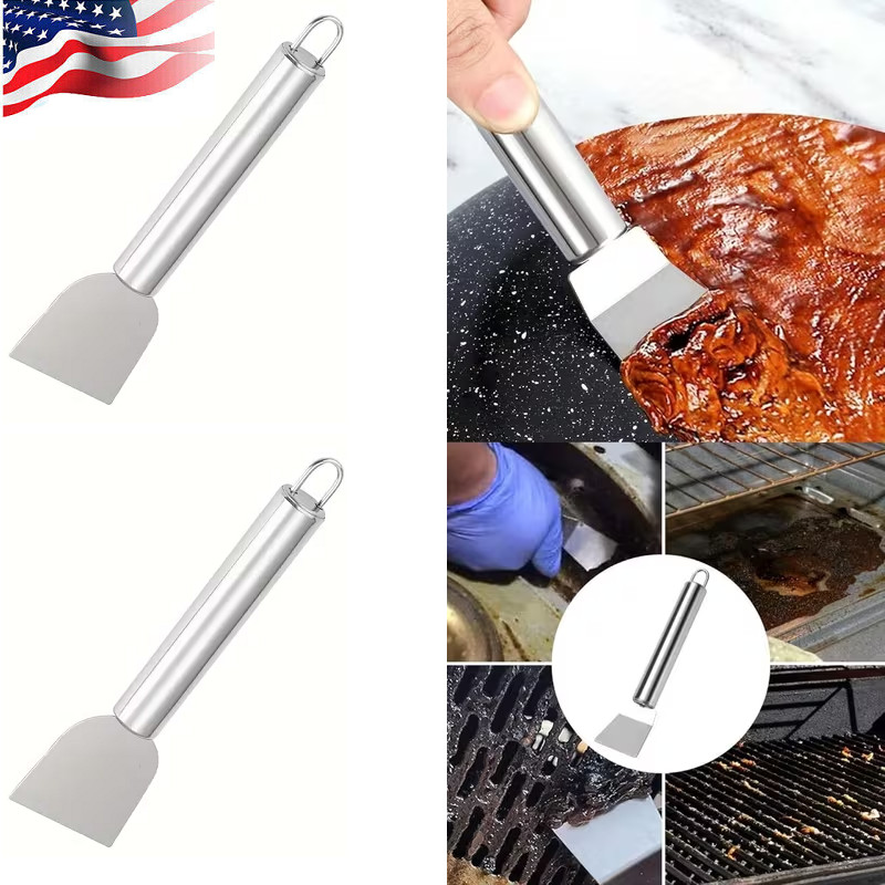 2× Stainless Steel Spatula Multi-Purpose Scraper Kitchen Cleaning Tools Spatula