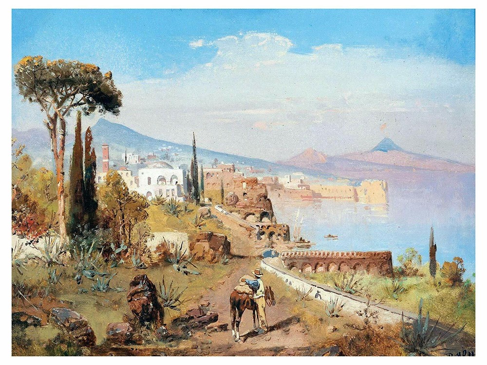 Landscape Naples Scene by R. Alott Tile Mural Kitchen Backsplash Marble Ceramic