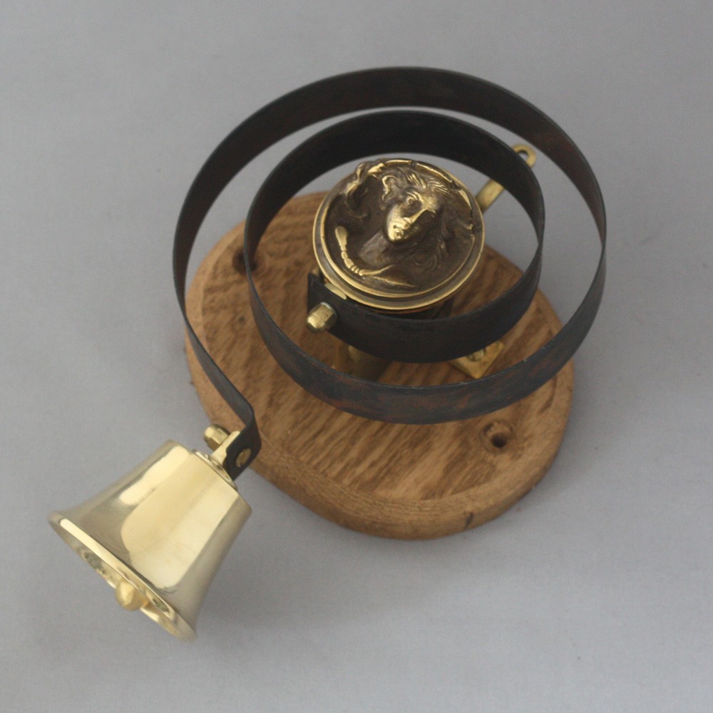 Brass Lichfield Front Door Bell Pull & Bell