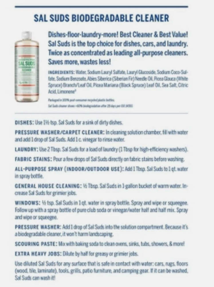 Dr. Bronner’s Sal Suds Biodegradable Cleaner – 16oz