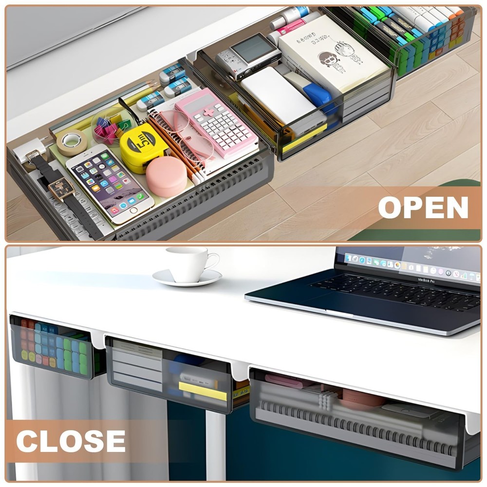 SVNNELP Under Desk Table Drawer Storage Organizer,3 Pack Large & Medium & Sma...