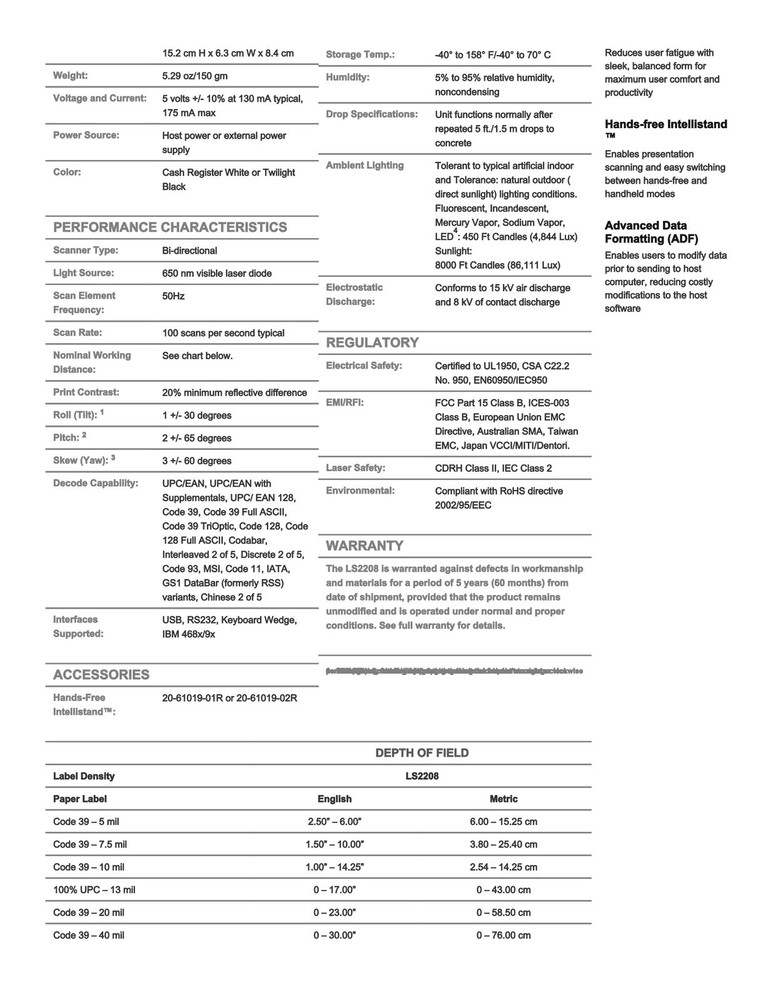 Zebra Symbol LS2208-SR20007R-NA Handheld 1D Laser Barcode Scanner Reader USB US
