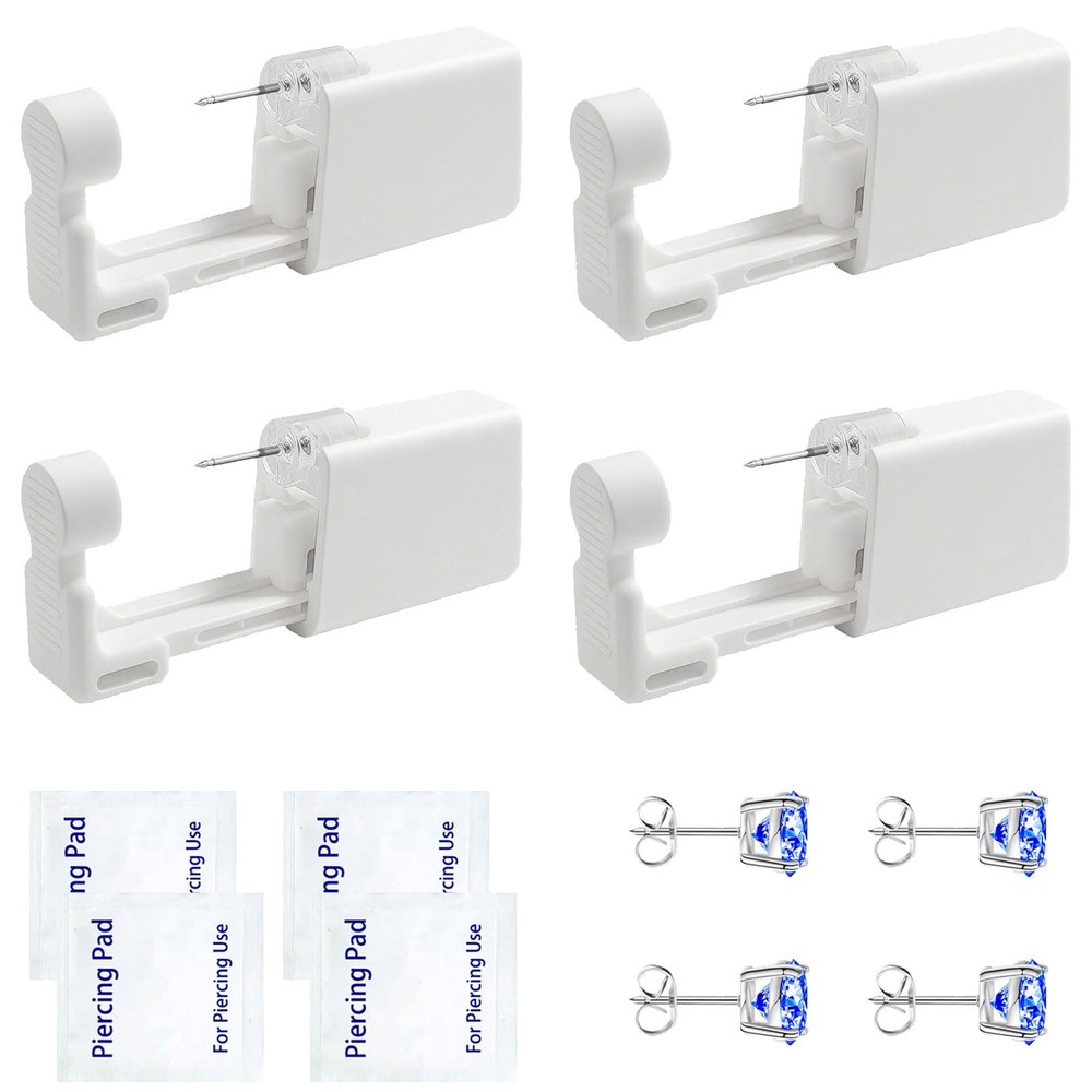 Ear Piercing Kit Disposable Ear Piercing Kit with Multi-sized CZ Earring Stud...