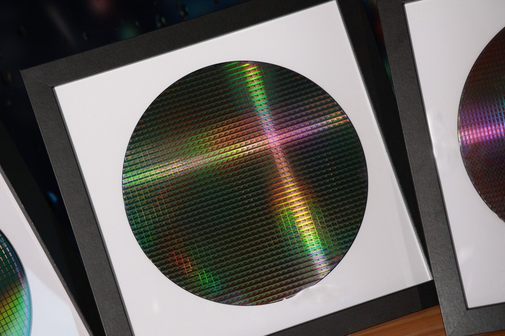 Framed Silicon Wafer Display for Vintage CPU Microchips Tech Wall Art
