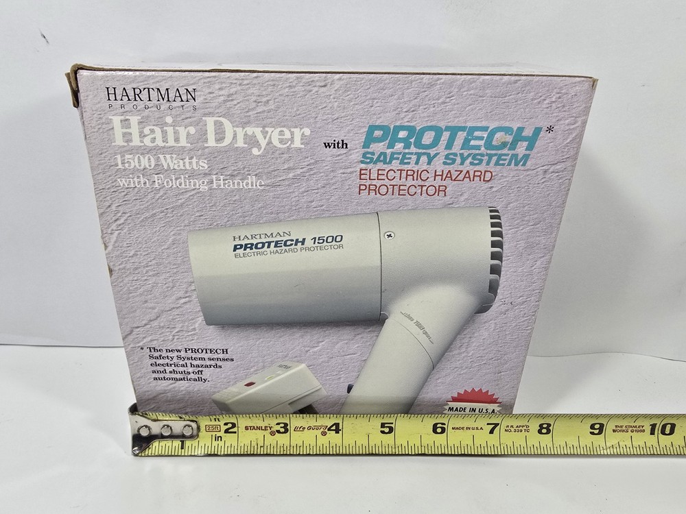 Hartman Protech 1500 Hair Dryer with Folding Handle & electric hazard protector