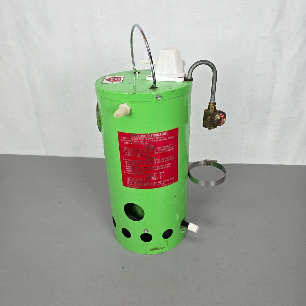VTG Little Sizzle Portable Green White Propane Camping Water Heater Safety Valve