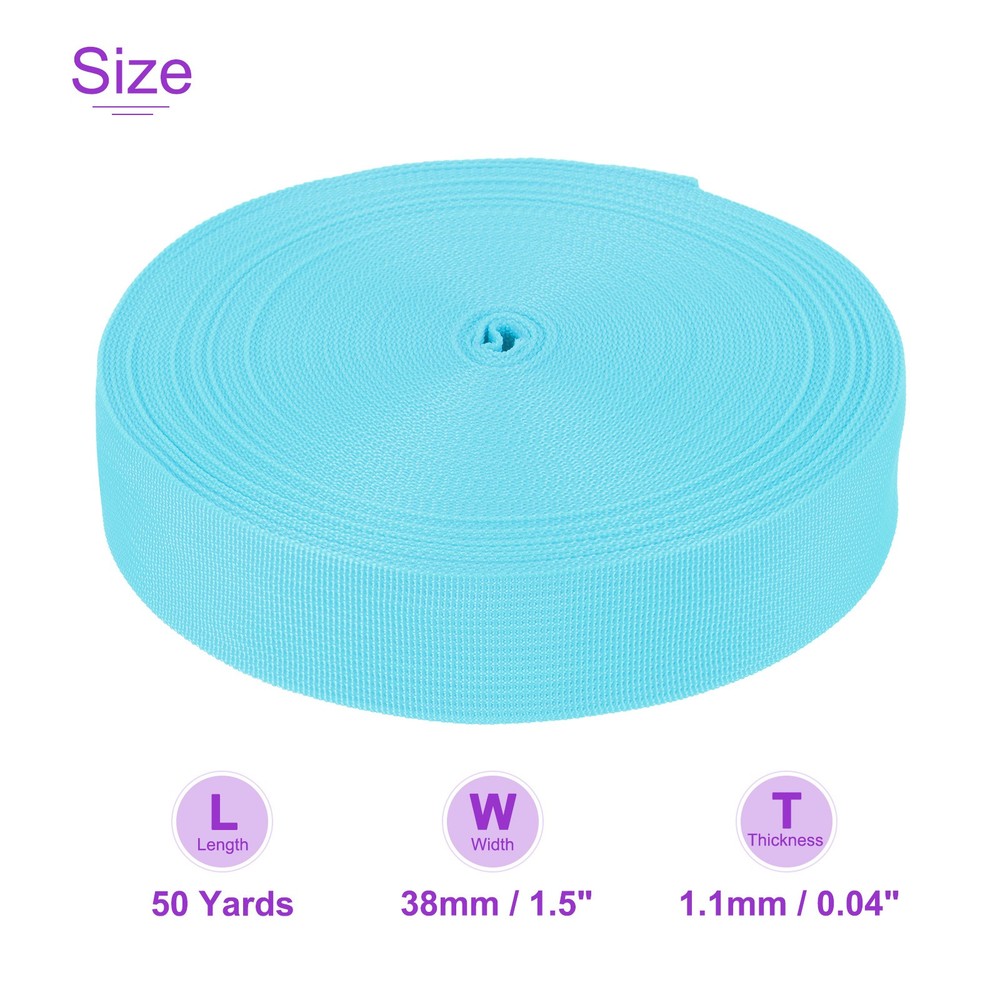 50Yard x 1 1/2" Width Nylon Webbing Strap Poly Flat Webbing Strapping Light Blue