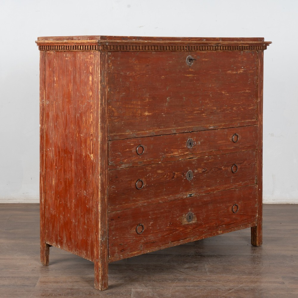 19th Century Rustic Swedish Painted Pine Secretary