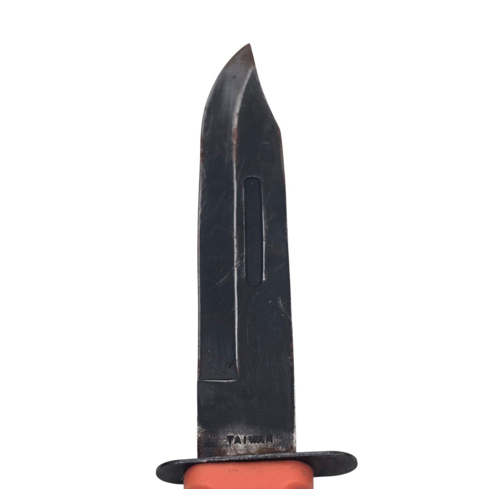 Fixed Blade Combat Utility Knife With Orange Plastic Handle Black Blade Taiwan