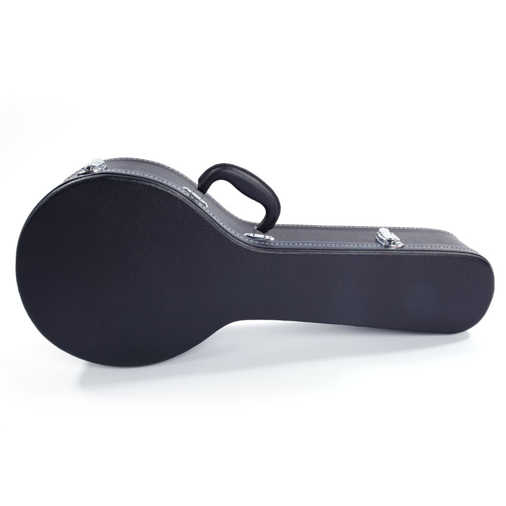 Hardshell A-Style Mandolin Case Black Microgroove Leather Plush Lined