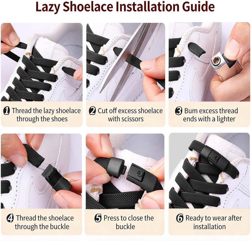 No Tie Elastic Shoelaces - 100cm| Push-Button Closure for Quick Use | Universal