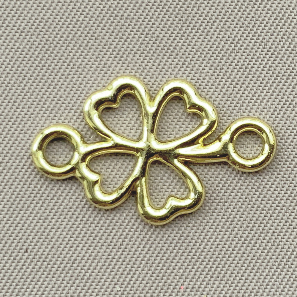 Four Leaf Clover 2 Loop Link 20x12mm Light Gold Plated Alloy Q20 per Pkg