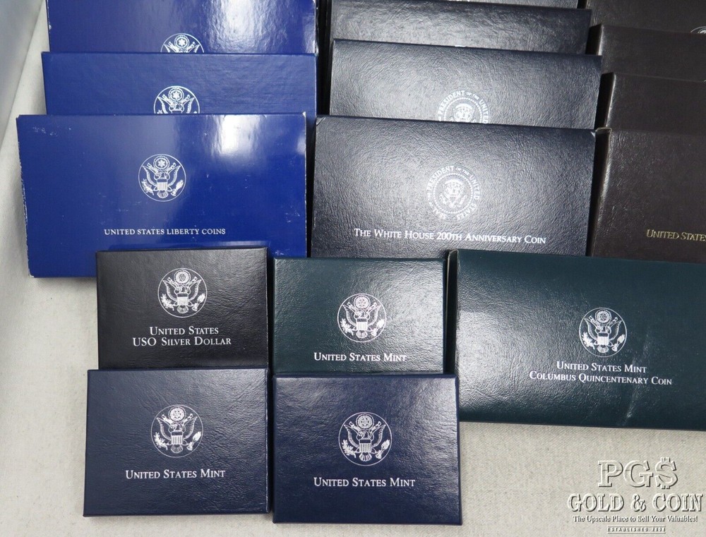 (47) Empty Commemorative Silver Dollar Boxes & COAs 27900