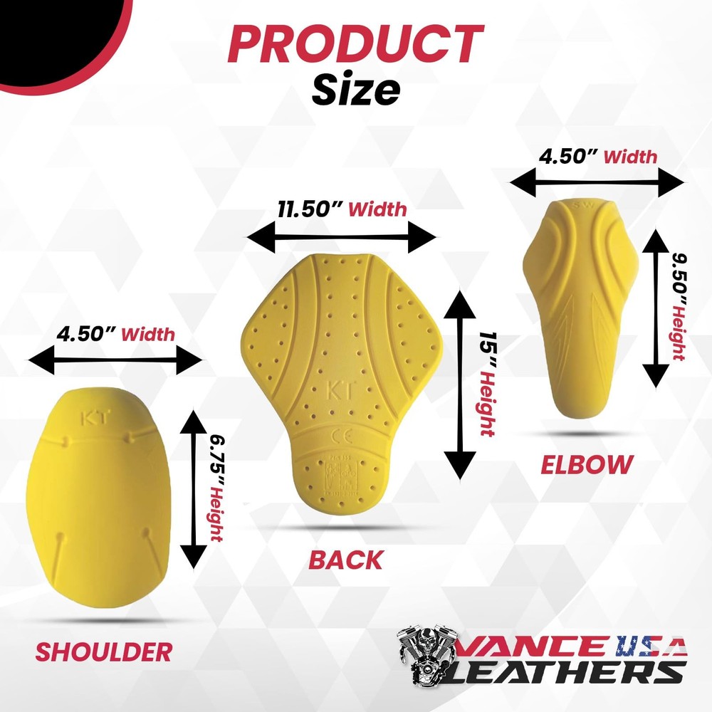 Level 2 Armor Pads for Motorcycle Jackets - Back, Shoulder, Elbow Protectors