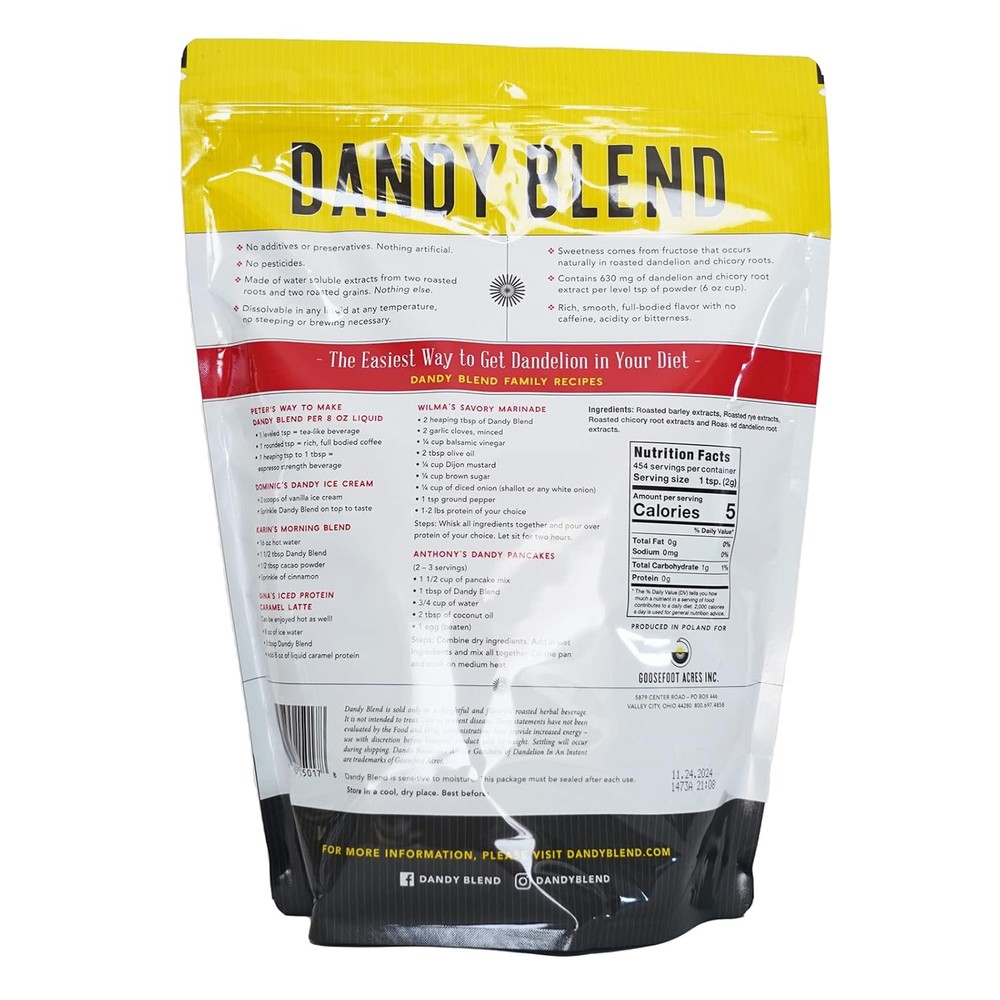 Dandy Blend Instant Herbal Beverage with Dandelion, 2 lbs.