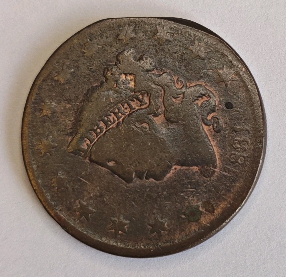 1831 Coronet Head Large Cent • Straight Clipped Planchet Error • AG/G